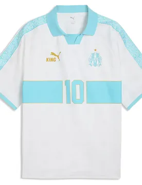 T-shirt à Manches Courtes Olympique Marseille King Retro White / Team Aqua S