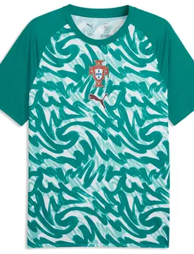 T-shirt à Manches Courtes Avant-match Portugal 25/26 Green Lagoon / Ruby Shimmer XL