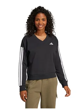 Sweat-shirt Essentials 3 Stripes French Terry V-neck Black / White 2XL