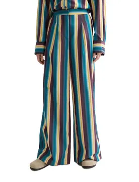 Pantaloni A Vita Alta Eleni Wide Leg El Cosmico Stripe Deep Lagoon M