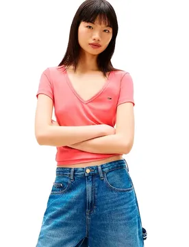 T-shirt à Manches Courtes Et Col En V Dw0dw17385 Tropical Blush M