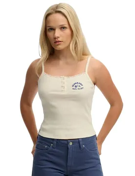 T-shirt Sans Manches Athletic Embroider Button Off White XS
