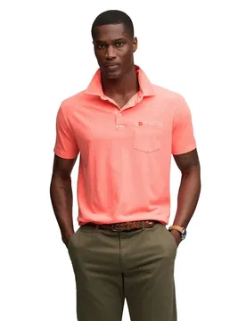 Polo à Manches Courtes Classic Cotton Linen Neon Coral L