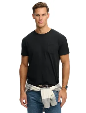 Maglietta A Maniche Corte Cotton Classic Linen Pocket Jet Black 3XL