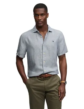 Chemise à Manches Courtes Riviera Linen Ticking Navy Stripe S