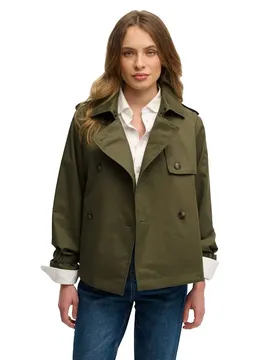 Manteau Short Trench Dusty Olive Green S