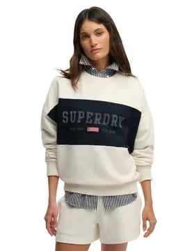Sweat-shirt Athletic Essential Flag Embroidered Relaxed Crew Desert Bone Off White S