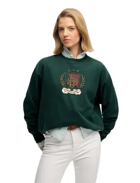 Sweat-shirt Crest Loose Crew Dark Pine Green L