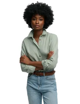 Chemise à Manches Longues Premium Linen Slim Light Jade Green M