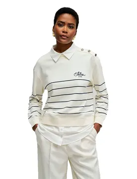 Sweat-shirt Stripped Twofer Light Beige M