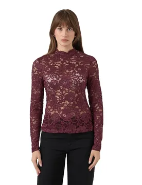 Blusa A Maniche Lunghe Lacey Lace Top Port Royale XS