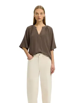 T-shirt à Manches Courtes Et Col En V Viva 2/4 V-neck Linen Blend Chocolate Chip 40
