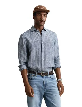 Chemise à Manches Longues 3260048 Linen Regular Fit Persian Blue XL