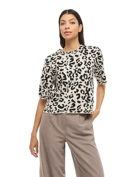 Maglione A Maniche Corte Mayas O-neck Knit Noos Super Light Natural Melan / Leo Black Beauty 2XL