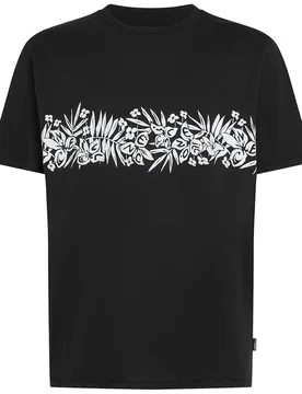 T-shirt à Manches Courtes Uni Flower Black Out M
