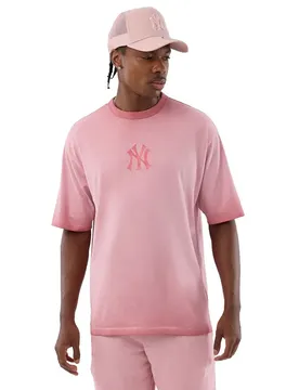 T-shirt à Manches Courtes Mlb Washed Logo New York Yankees Pastel Pink / Black S