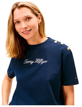 T-shirt à Manches Courtes Script Modern Dark Night Navy XS