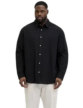 Chemise à Manches Longues Ebreeze Linen Blend Black 4XL