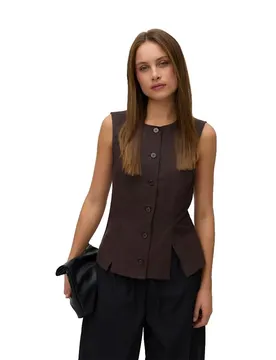 Blusa Senza Maniche Selma Waistcoat Chocolate Torte XS