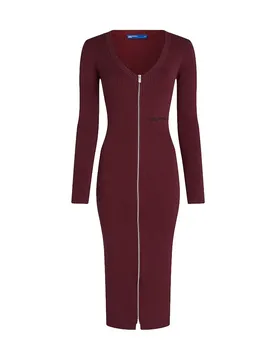 Karl Jeans Vestito Midi A Maniche Lunghe Aw13011 Zinfandel M