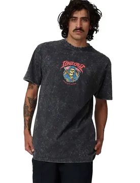 T-shirt à Manches Courtes Out Of Time Front Black Acid Wash M