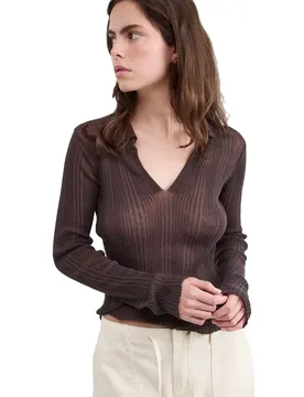 Maglione Con Scollo A V 30000555 Chocolate Brown XS