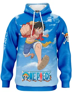 Sweat à Capuche One Piece Fishman Luffy And The Crew Blue L ,Femme