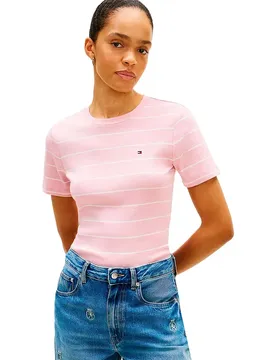 T-shirt à Manches Courtes Slim Cody Fine Stripe Bonita Pink / Ecru S