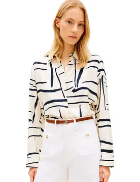 Chemise à Manches Longues Ww0ww49611 Flag Feathers Calico 34