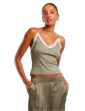 T-shirt Sans Manches à Col En V Tb7514a 2 Unités Pale Olive / Off White M