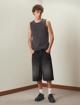 Bermuda Denim Baggy Fit 34 Noir
