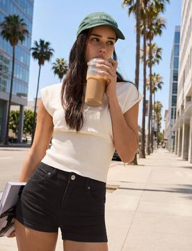 Short En Jean Retroussé 38 Noir