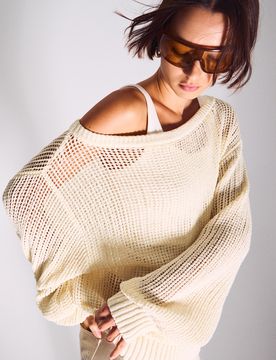 Pull Ajouré Rustique Xs Écru