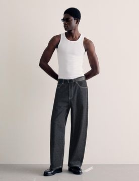 Jeans Barrel Rayé 34 Marine
