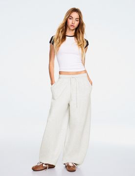 Pantalon Barrel En Molleton À Stoppers Xs Gris