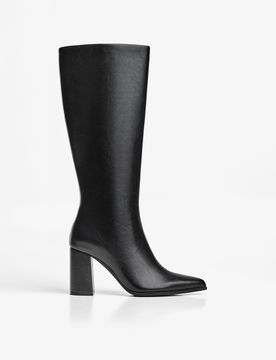 Bota Tacón Ancho Mujer 36 Negro