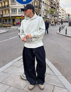 Sweat Boxy Fit À Capuche Délavé S Gris