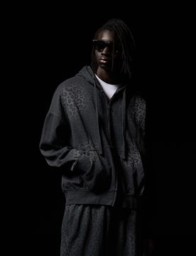 Sweat Zippé À Capuche Imprimé L Gris