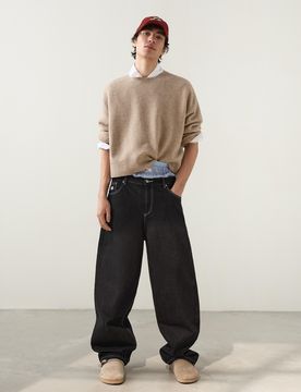 Jeans Super Baggy Fit Brodé 40 Noir