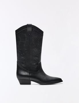 Bota Cowboy Plana Mujer 39 Negro