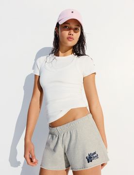 Short Molleton Brodé L Gris