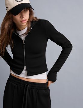 Sweat Zippé Soft Avec Modal Capuche S Noir