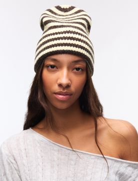 Beanie Skater Rayas Mujer Amarillo