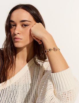 Pulsera Cadena Piedras Mujer Oro