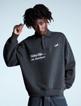 Polo Molleton Imprimé S Bleu