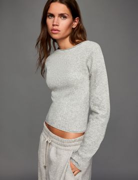 Pull En Maille Col Bateau Xs Gris