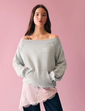 Jersey Cuello Bardot Strass Mujer S Gris