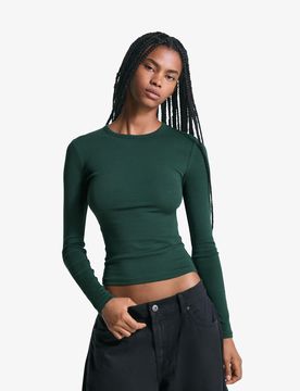 Camiseta Manga Larga Mujer L Verde