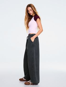 Pantalon Barrel En Molleton À Stoppers Xs Gris