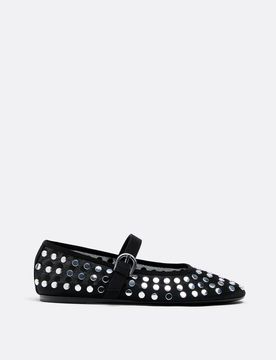 Mesh-Ballerinas mit Nieten SCHWARZ 35